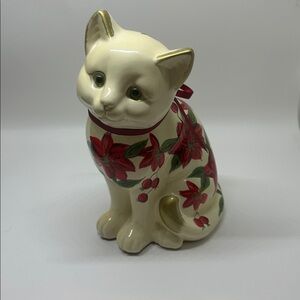 Formalities by Baum Bros. Poinsettia Collection cat figurine vintage